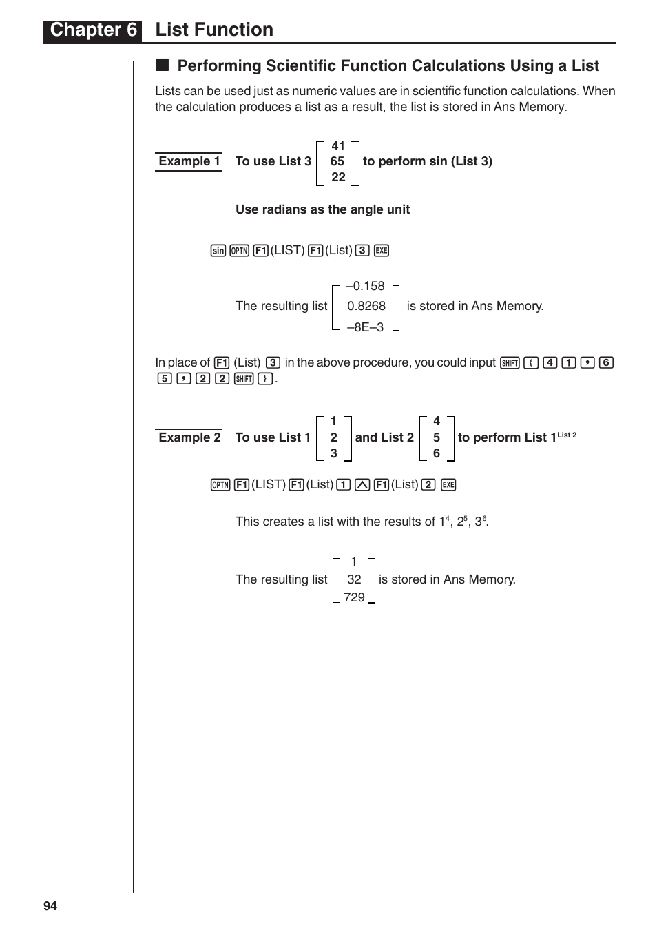 Chapter 6 list function | Casio fx-7400G PLUS List Function User Manual | Page 16 / 16