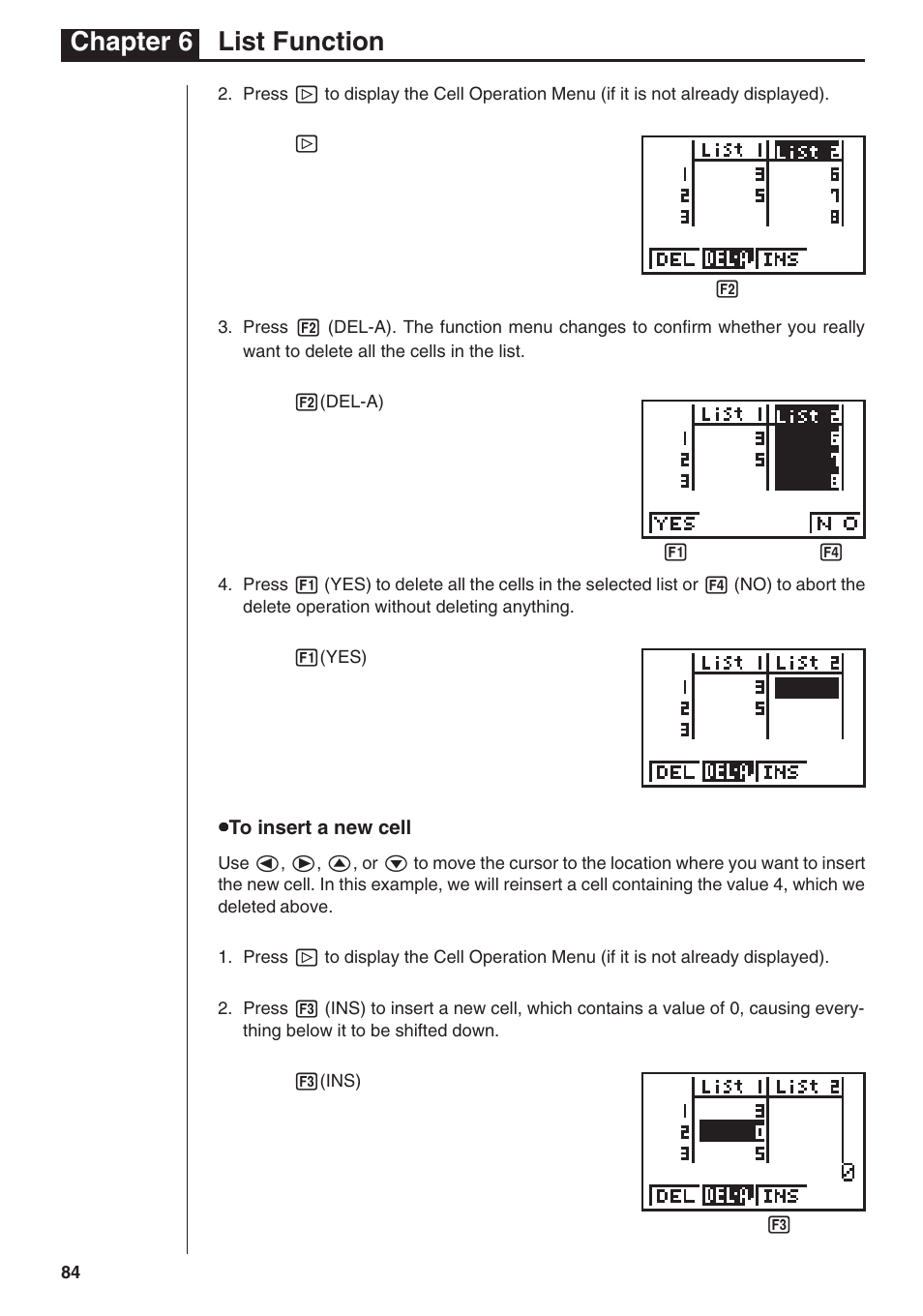 Chapter 6 list function | Casio fx-7400G PLUS List Function User Manual | Page 6 / 16