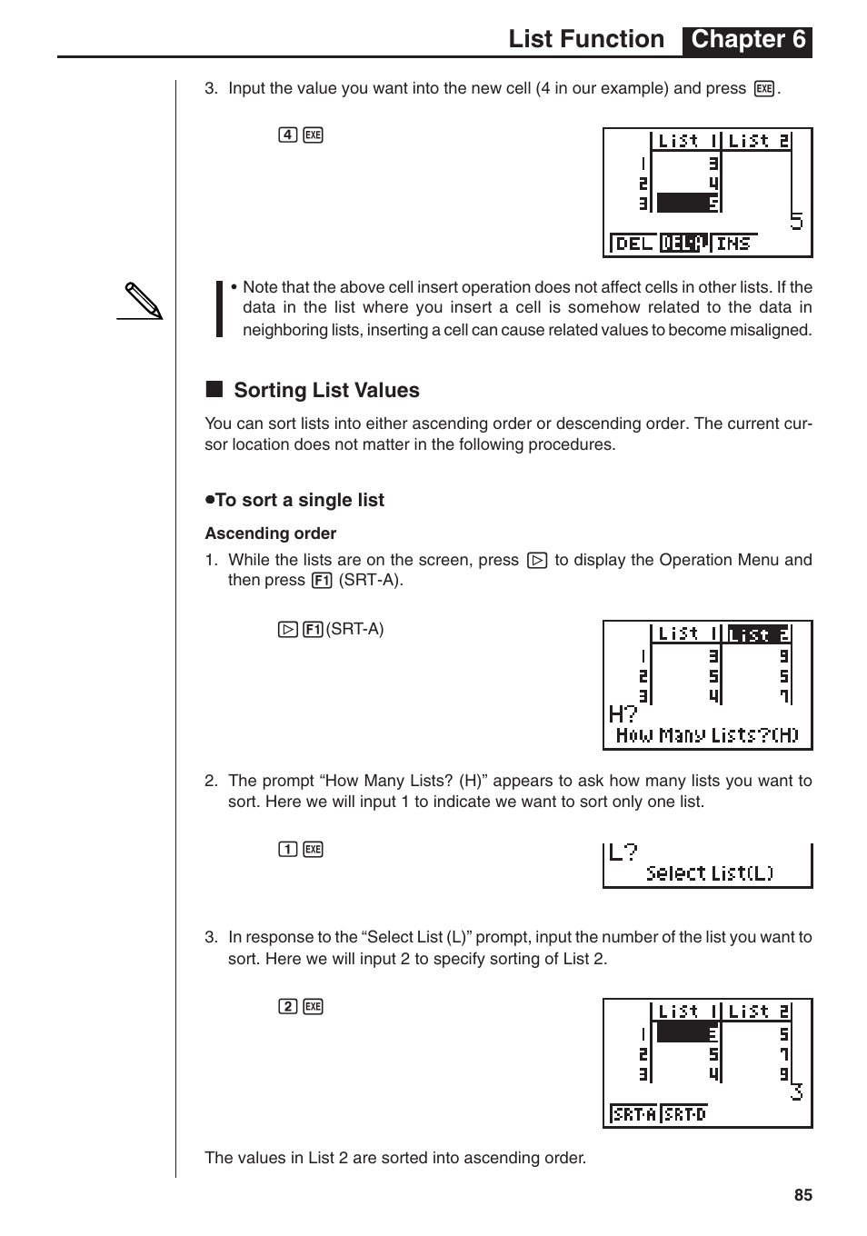List function chapter 6 | Casio fx-7400G PLUS List Function User Manual | Page 7 / 16