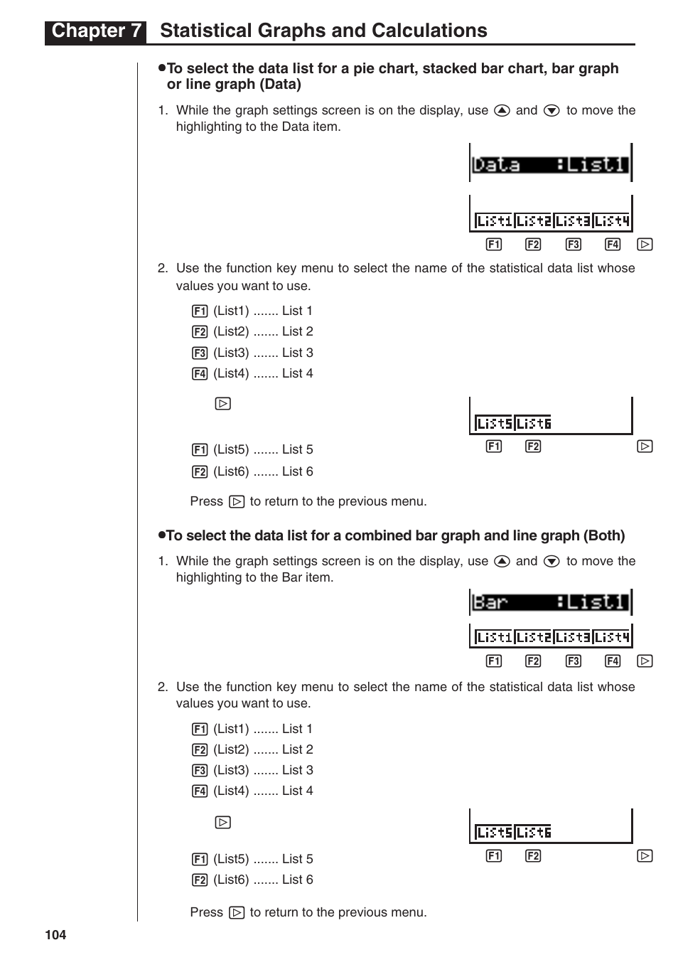 Chapter 7 statistical graphs and calculations | Casio fx-7400G PLUS Statistical Graphs and Calculations User Manual | Page 10 / 30