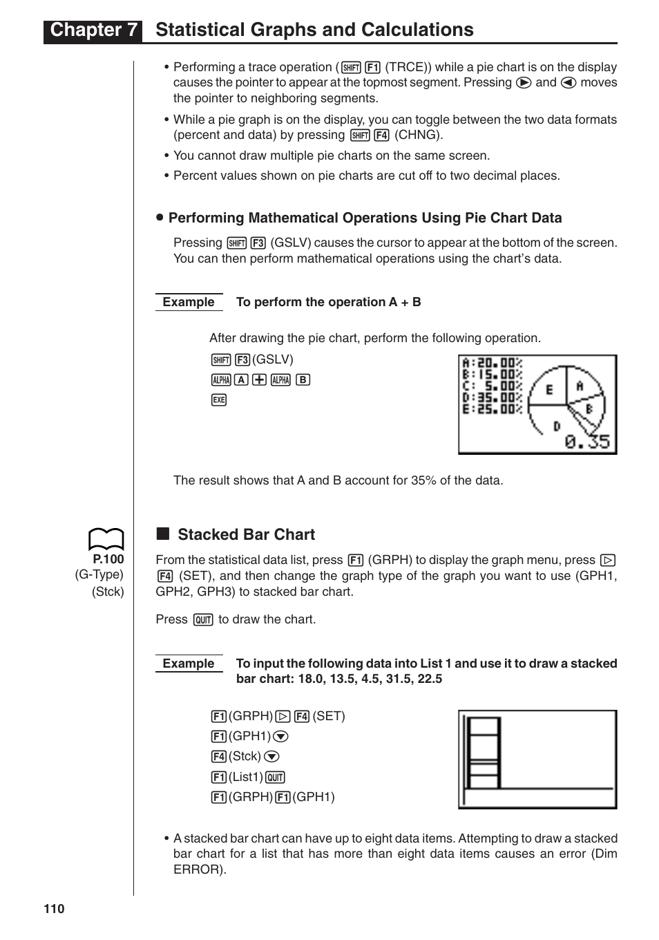 Chapter 7 statistical graphs and calculations, Kk stacked bar chart | Casio fx-7400G PLUS Statistical Graphs and Calculations User Manual | Page 16 / 30