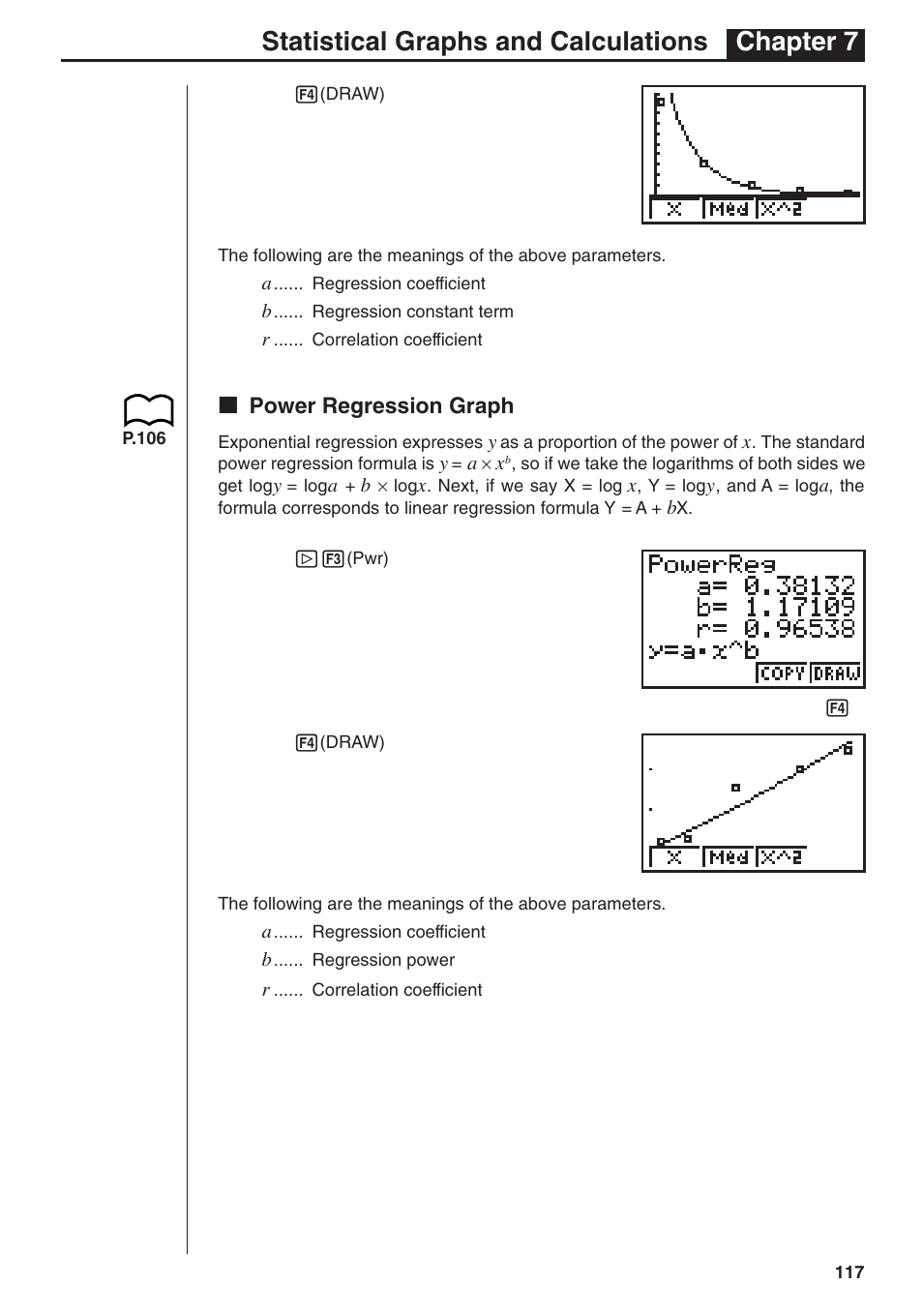 Statistical graphs and calculations chapter 7, Kk power regression graph | Casio fx-7400G PLUS Statistical Graphs and Calculations User Manual | Page 23 / 30