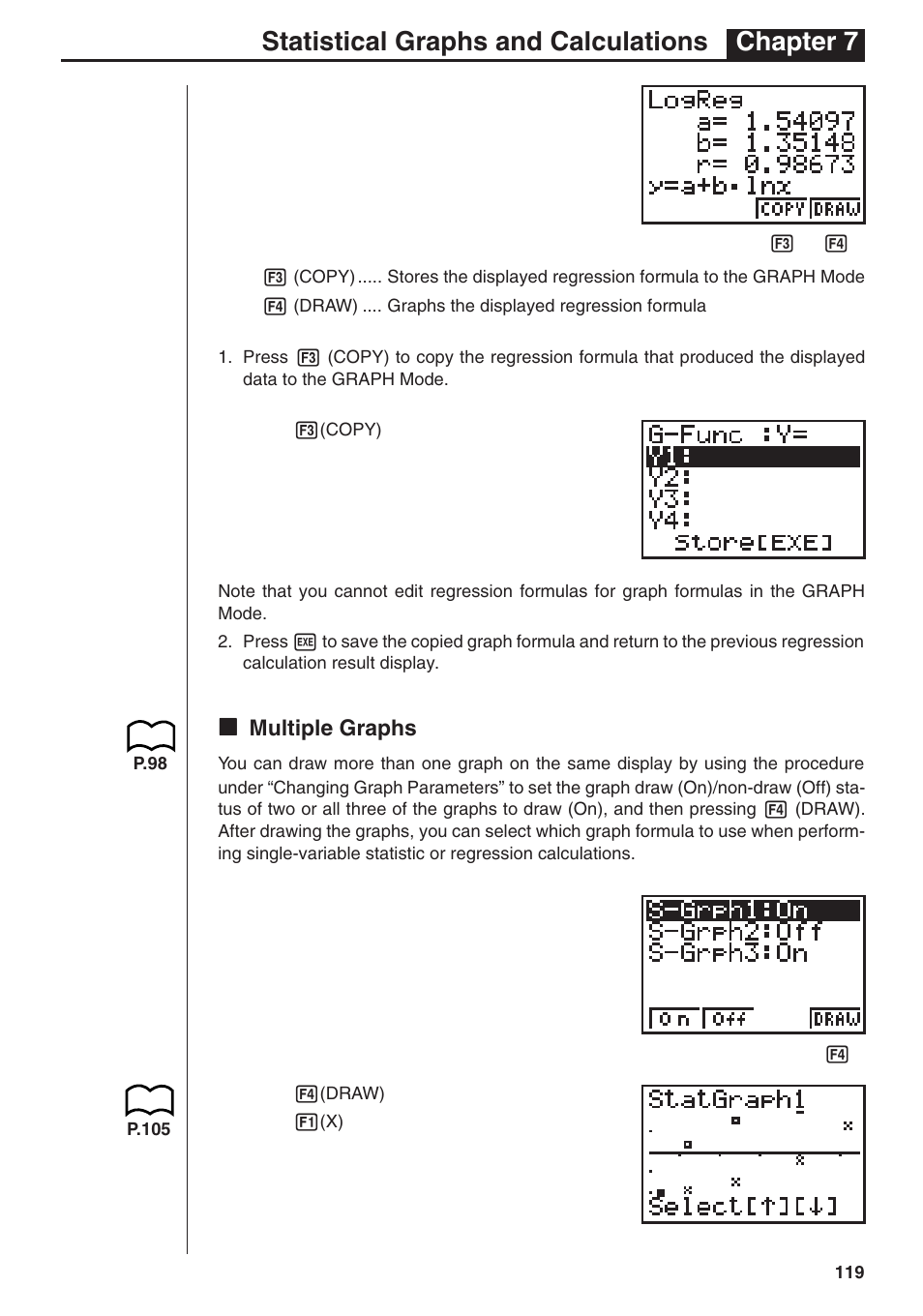 Statistical graphs and calculations chapter 7, Kk multiple graphs | Casio fx-7400G PLUS Statistical Graphs and Calculations User Manual | Page 25 / 30
