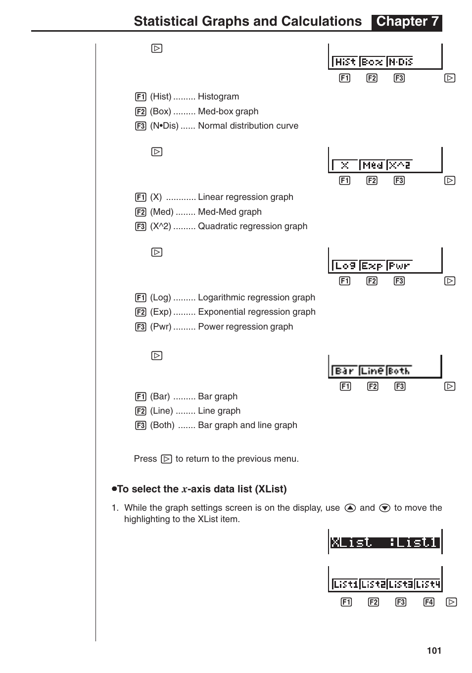 Statistical graphs and calculations chapter 7 | Casio fx-7400G PLUS Statistical Graphs and Calculations User Manual | Page 7 / 30