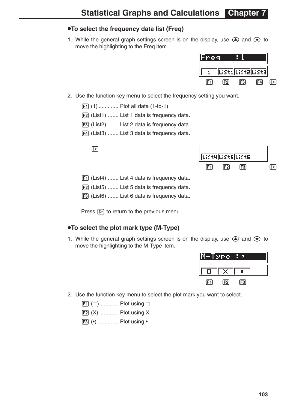 Statistical graphs and calculations chapter 7 | Casio fx-7400G PLUS Statistical Graphs and Calculations User Manual | Page 9 / 30