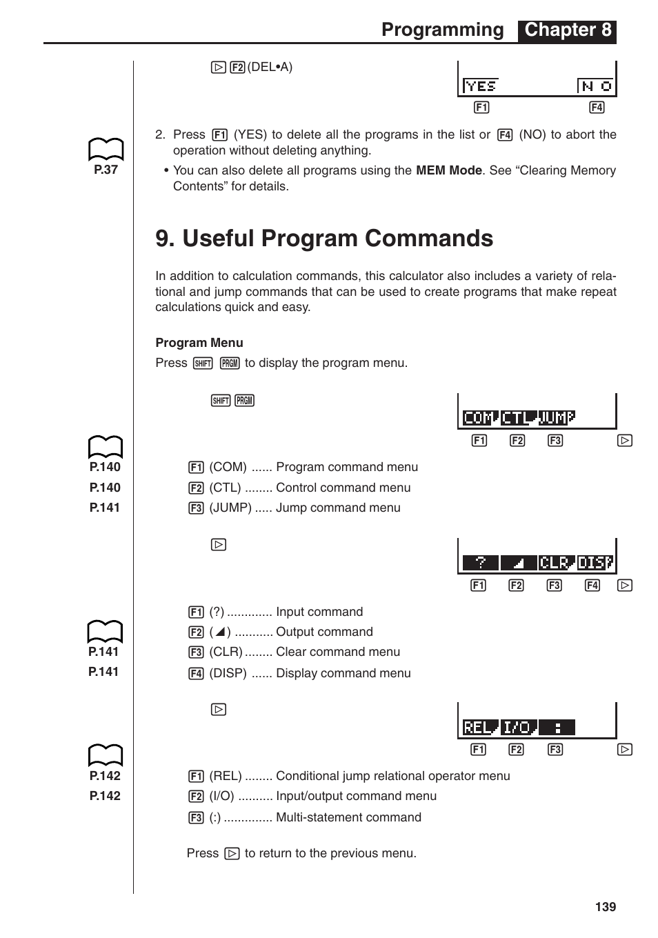 Useful program commands, Programming chapter 8 | Casio fx-7400G PLUS Programming User Manual | Page 15 / 38