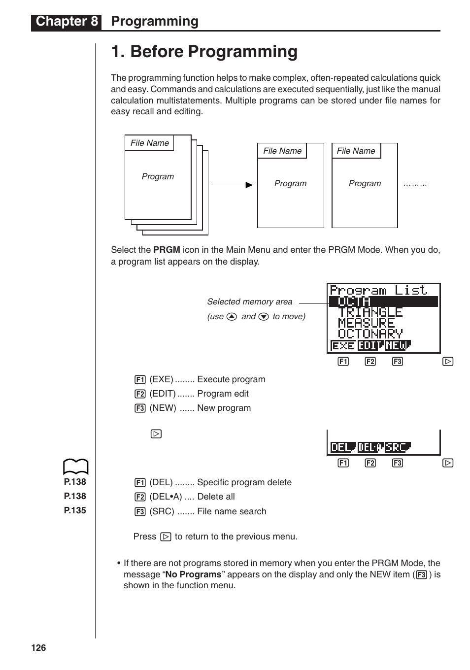 Before programming, Chapter 8 programming | Casio fx-7400G PLUS Programming User Manual | Page 2 / 38