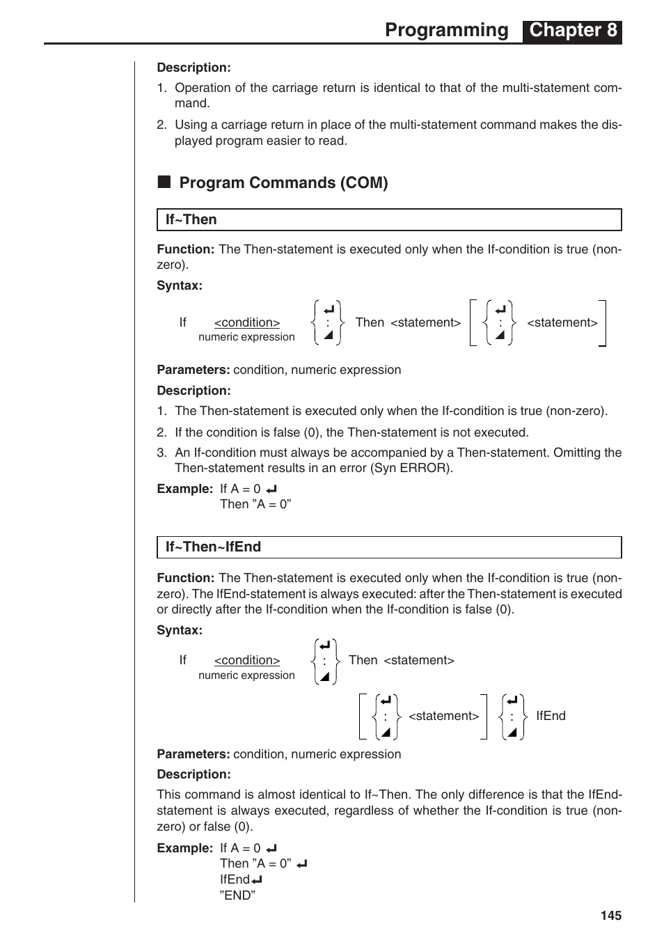 Programming chapter 8, Kk program commands (com) | Casio fx-7400G PLUS Programming User Manual | Page 21 / 38