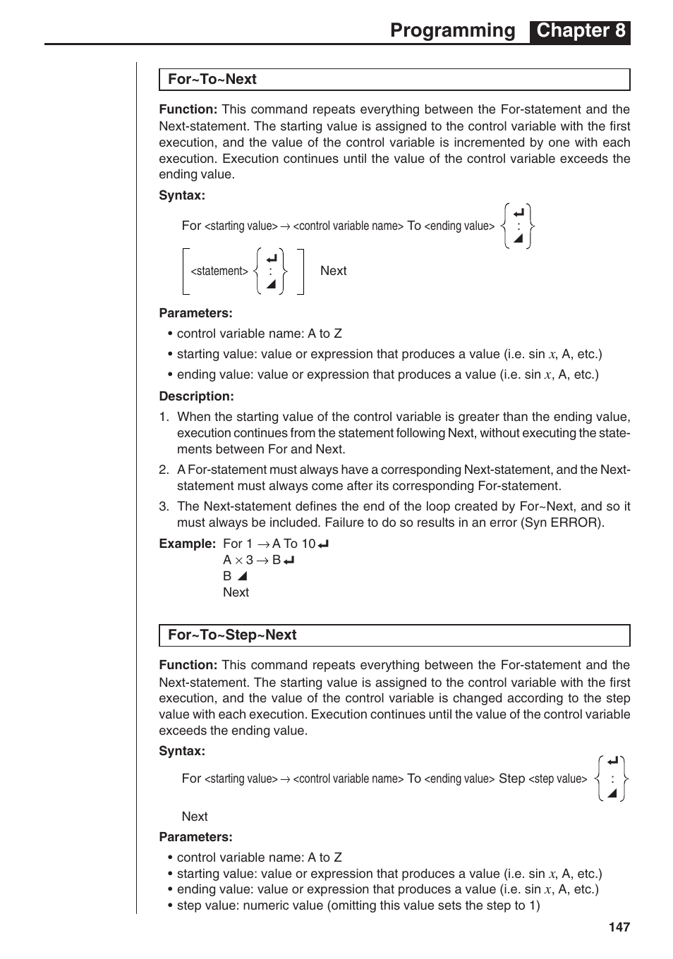 Programming chapter 8 | Casio fx-7400G PLUS Programming User Manual | Page 23 / 38