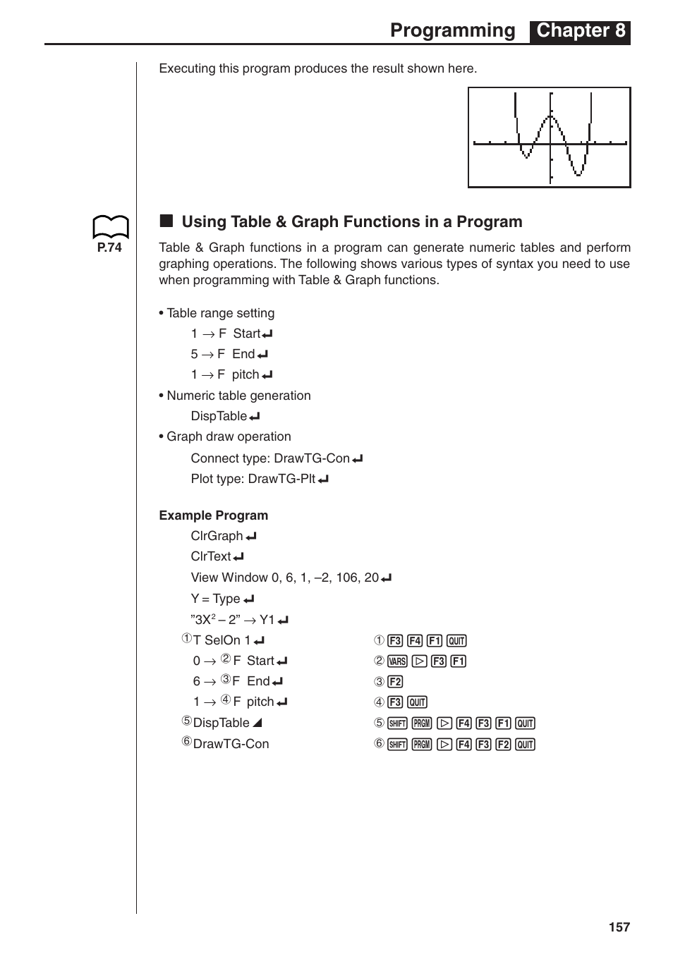 Programming chapter 8, Kk using table & graph functions in a program | Casio fx-7400G PLUS Programming User Manual | Page 33 / 38