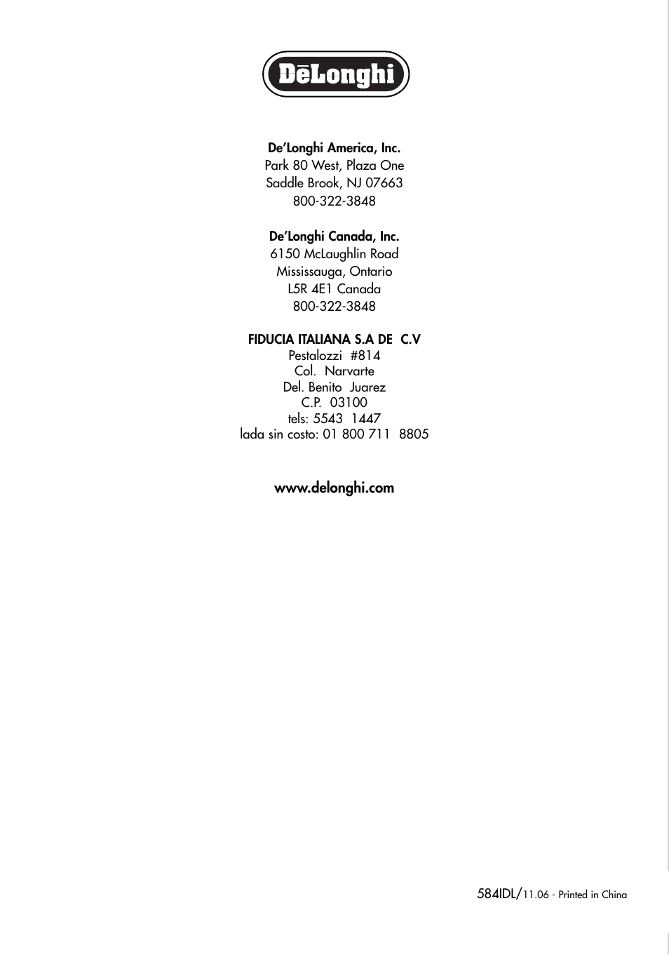 DeLonghi DCU500T User Manual | 8 pages