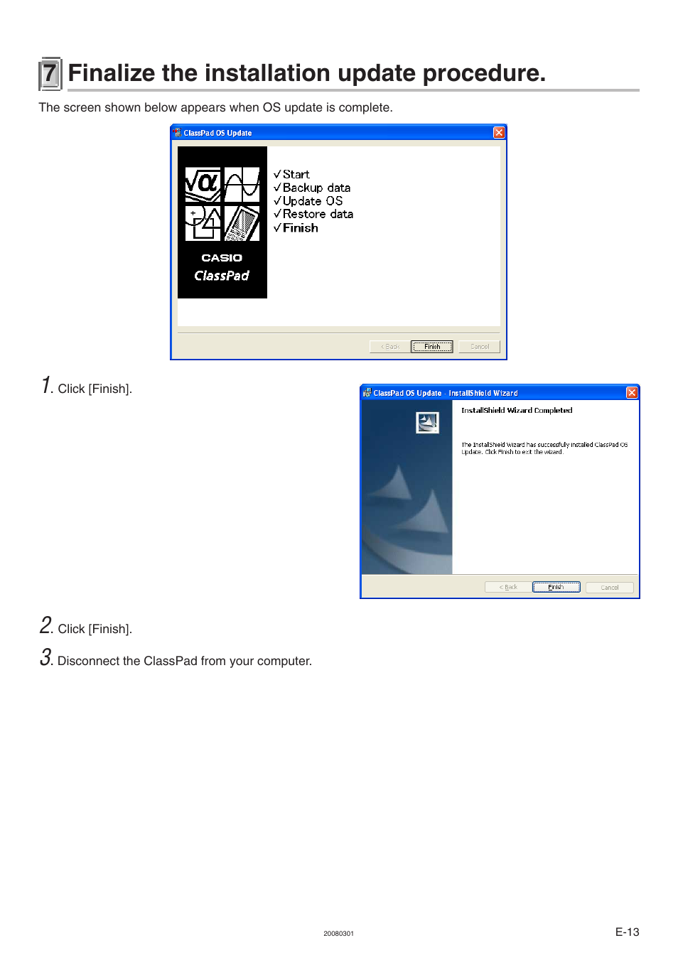 7 finalize the installation update procedure | Casio ClassPad 330 V.3.04 OS Update User Manual | Page 14 / 15