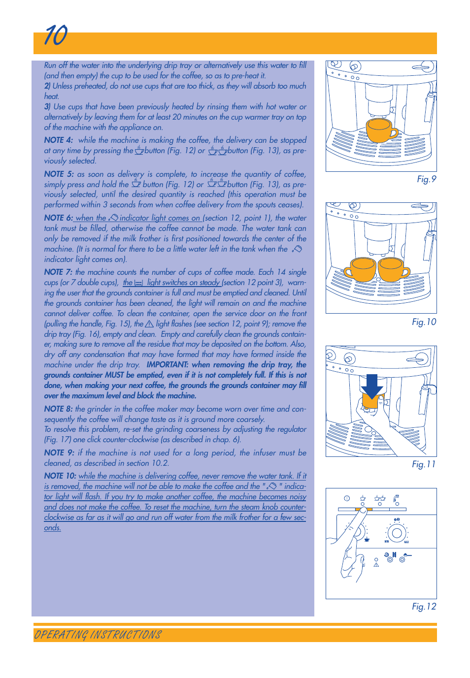 Operating instructions | DeLonghi 3300 User Manual | Page 10 / 22