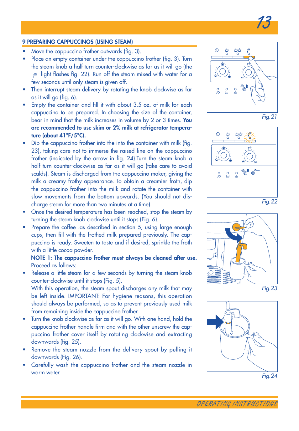 Operating instructions | DeLonghi 3300 User Manual | Page 13 / 22