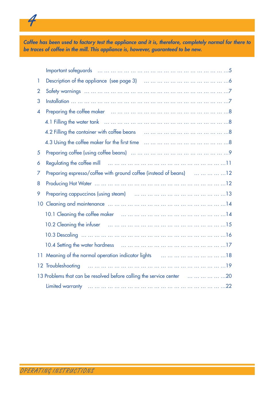 Gb-5732149900.pdf, Operating instructions | DeLonghi 3300 User Manual | Page 4 / 22