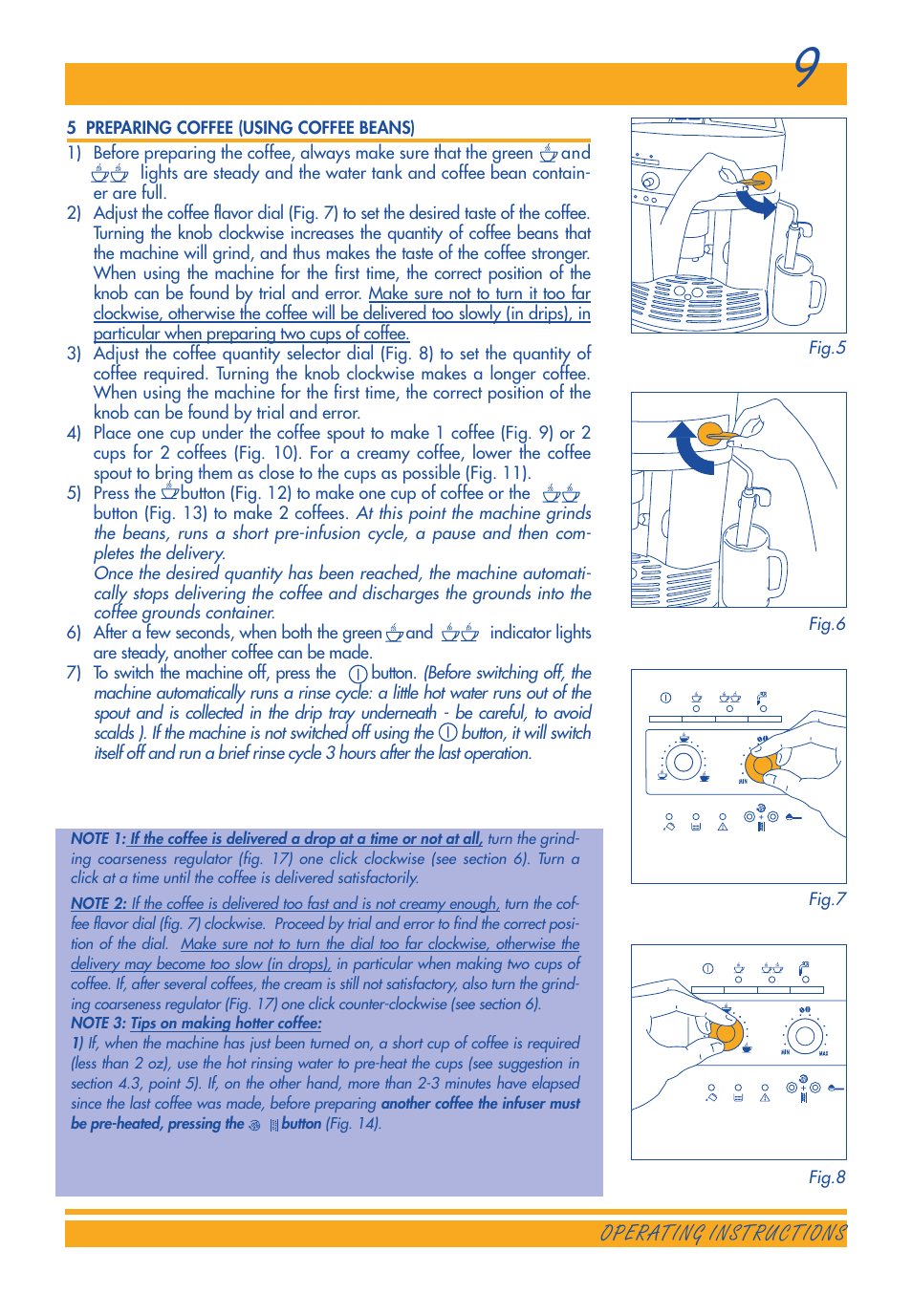 Operating instructions | DeLonghi 3300 User Manual | Page 9 / 22