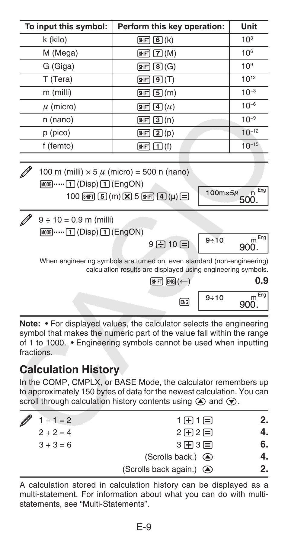 Calculation history | Casio FX-100MS User Manual | Page 10 / 39