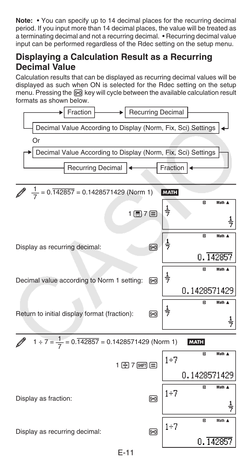 E-11 | Casio fx-115ES PLUS User Manual | Page 12 / 59