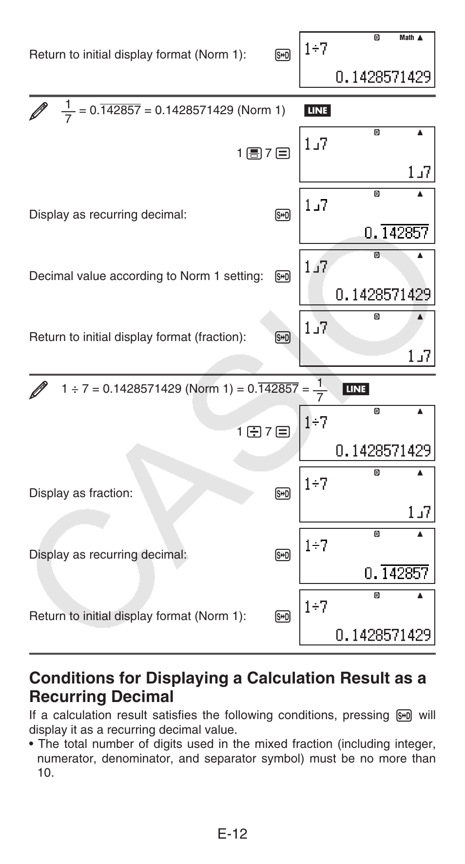 E-12 | Casio fx-115ES PLUS User Manual | Page 13 / 59