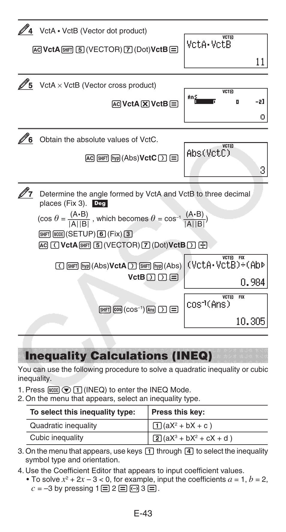 Inequality calculations (ineq), E-43 | Casio fx-115ES PLUS User Manual | Page 44 / 59
