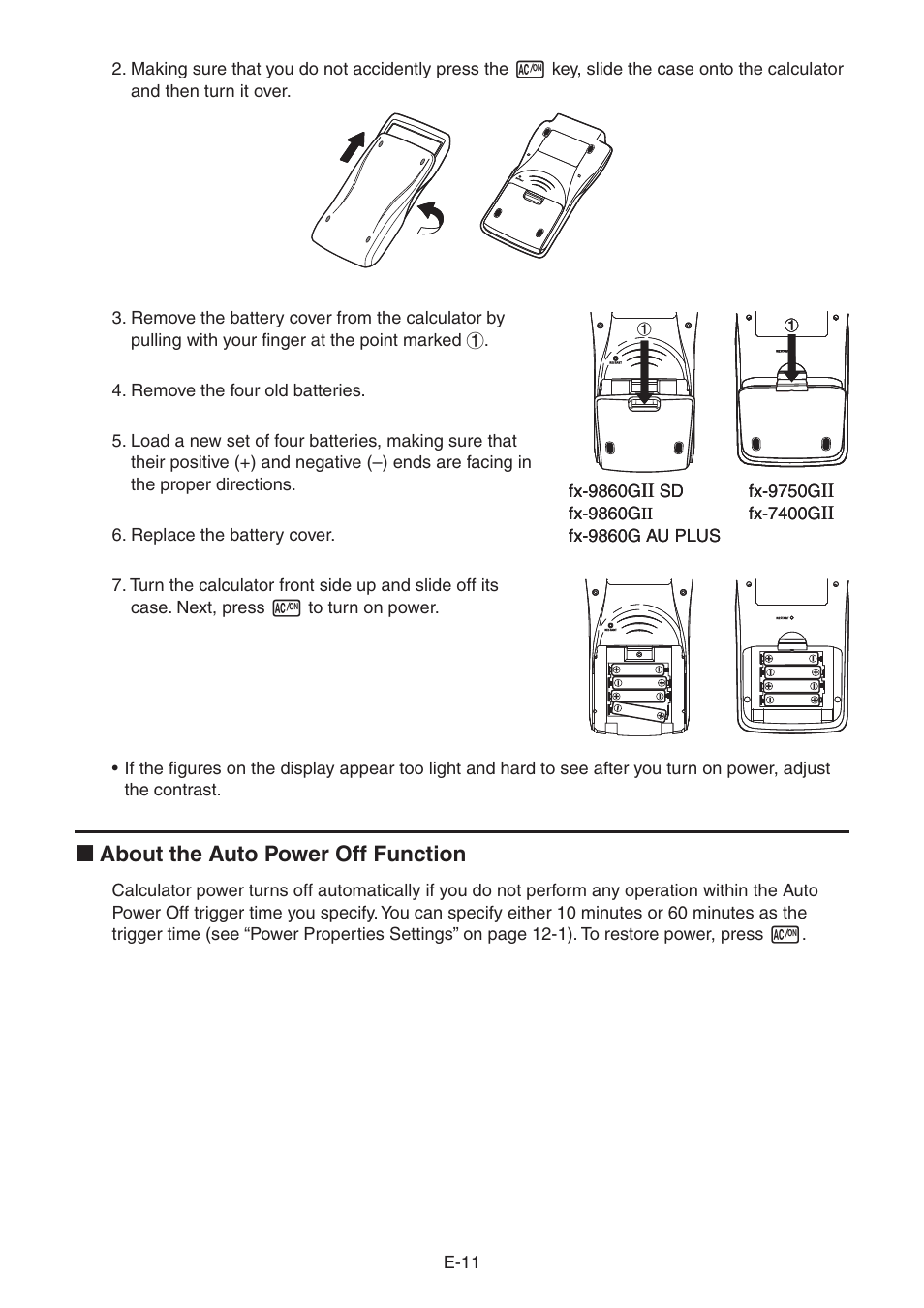 I about the auto power off function | Casio FX-9750GII User Manual | Page 15 / 17