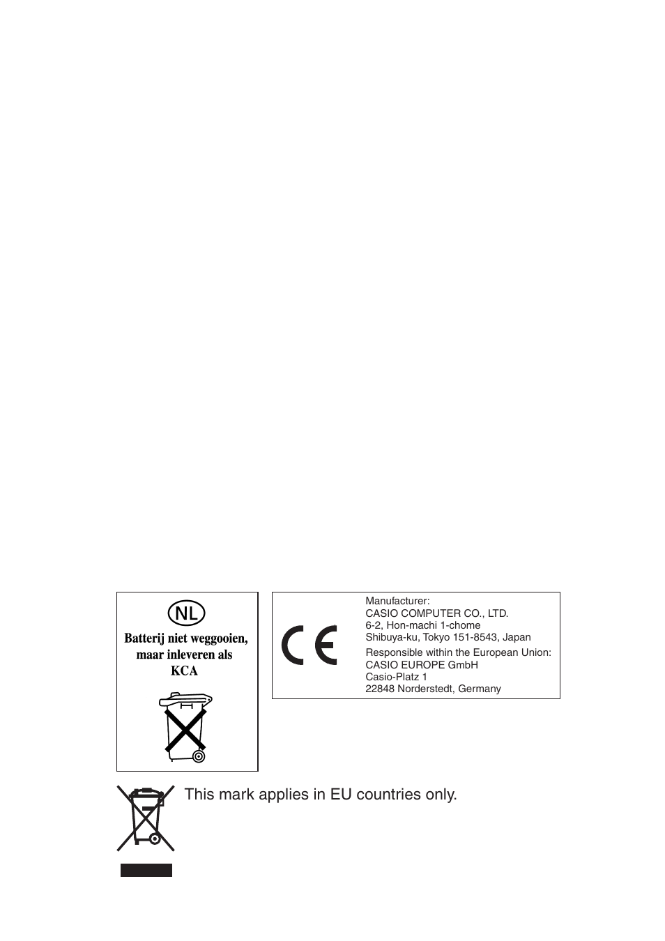 This mark applies in eu countries only | Casio FX-9750GII User Manual | Page 16 / 17