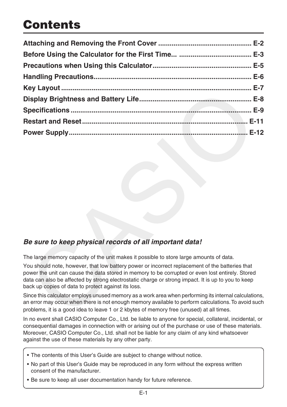 Casio FX-CG10 User Manual | Page 3 / 18