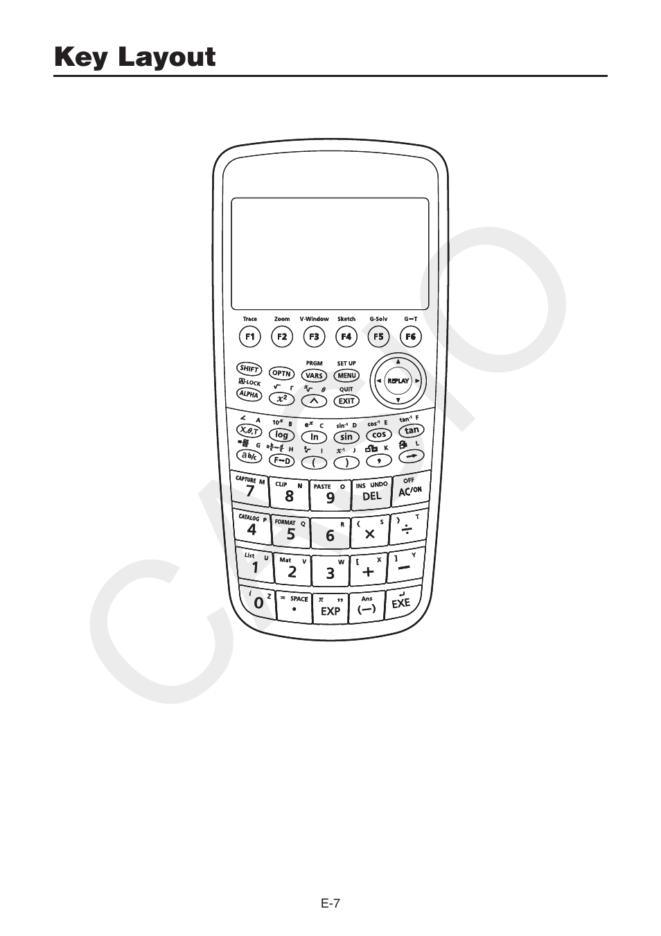 Key layout, Casio | Casio FX-CG10 User Manual | Page 9 / 18