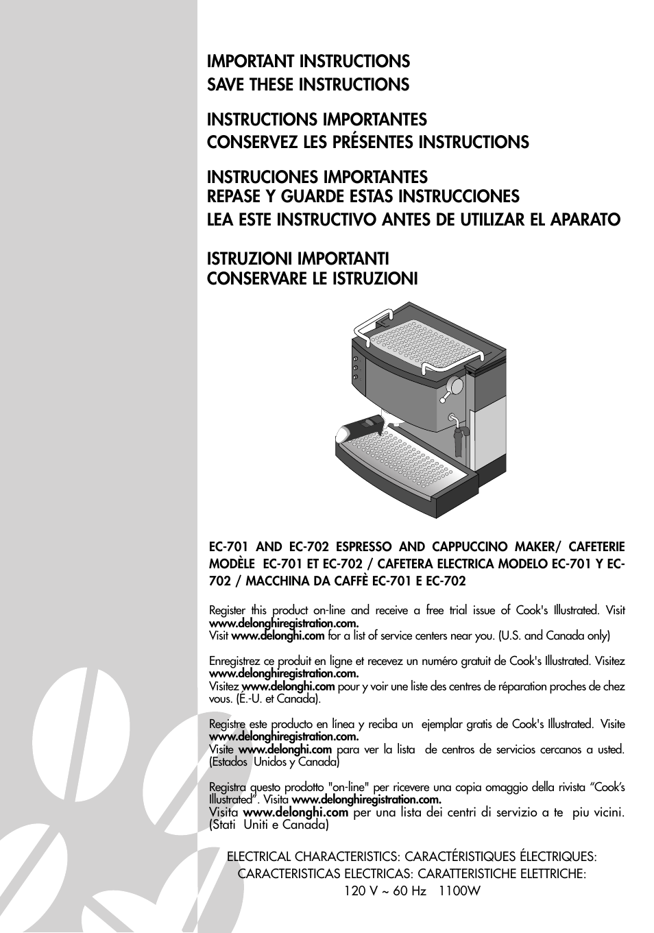 DeLonghi EC-702 User Manual | 13 pages