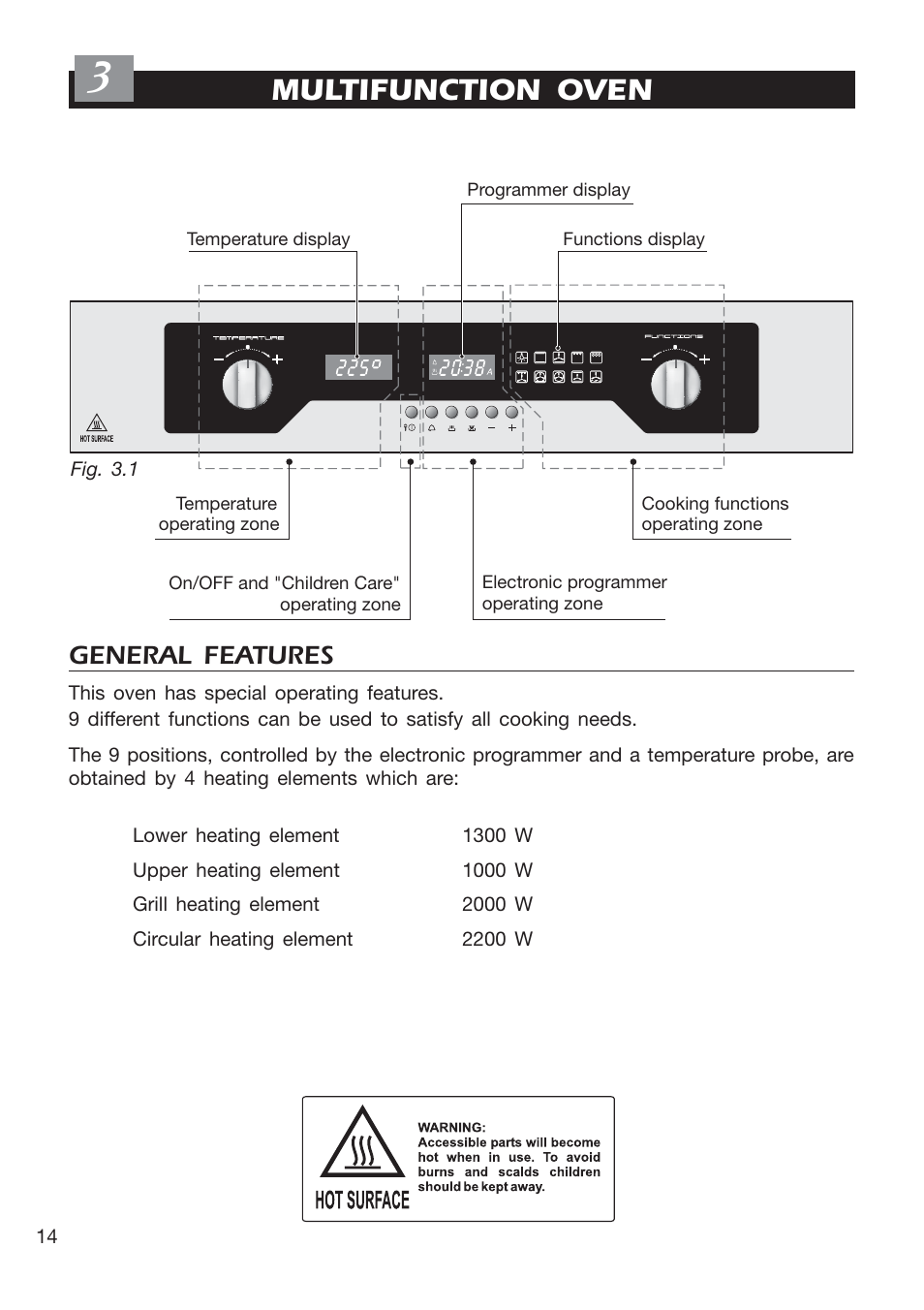 Multifunction oven, General features | DeLonghi EMFPS 60 B User Manual | Page 14 / 44