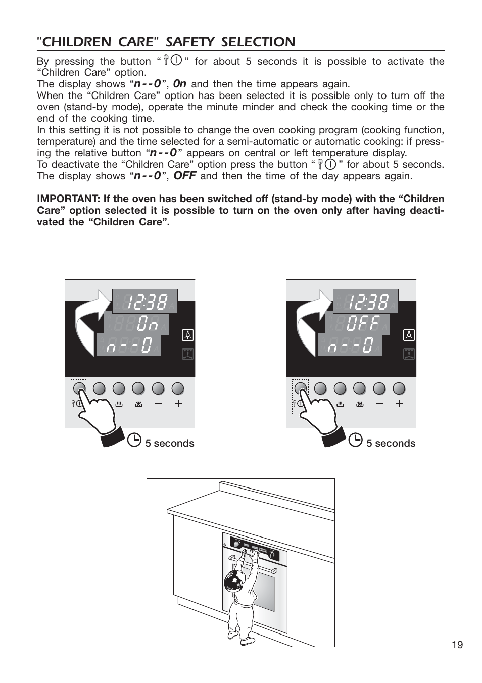 Children care" safety selection | DeLonghi EMFPS 60 B User Manual | Page 19 / 44