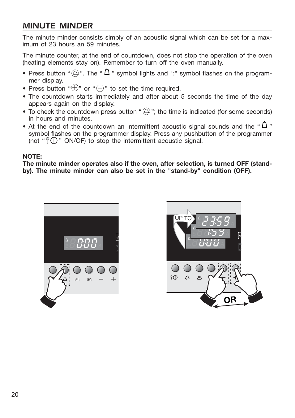 Minute minder | DeLonghi EMFPS 60 B User Manual | Page 20 / 44