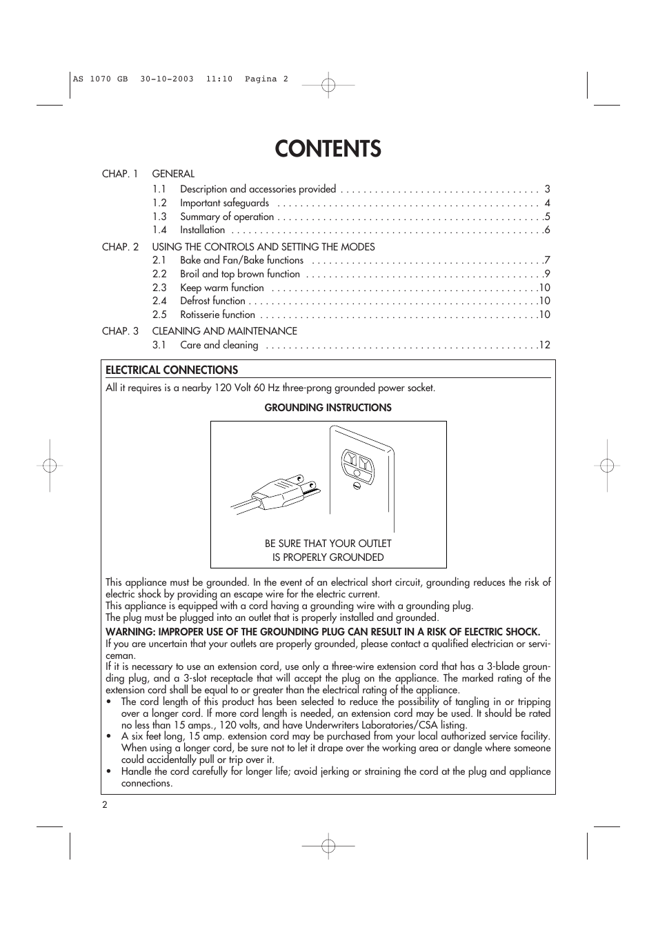 DeLonghi AS-1070 User Manual | Page 2 / 13