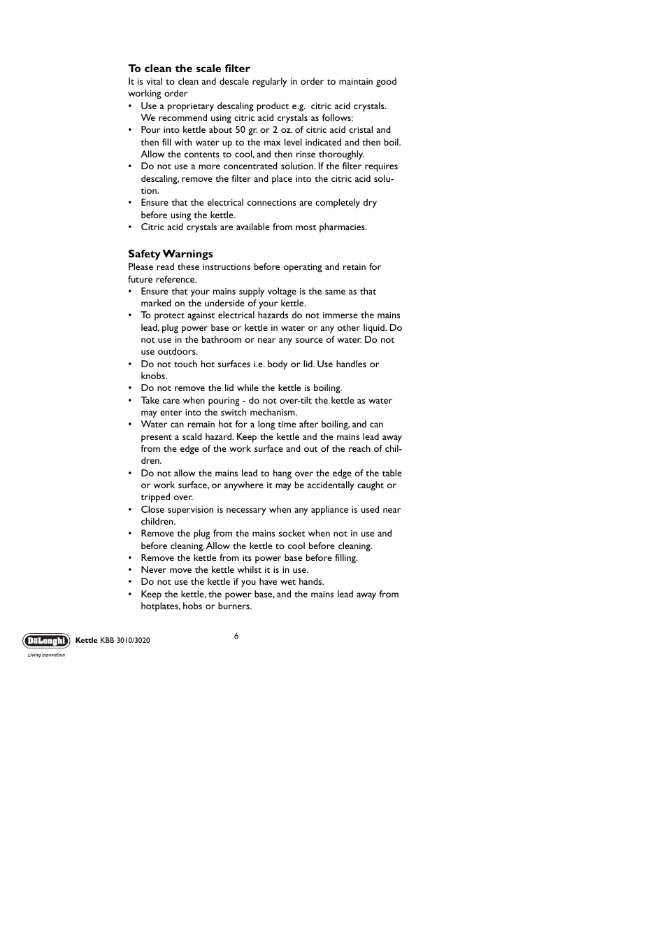 DeLonghi KBB 3020 User Manual | Page 6 / 8