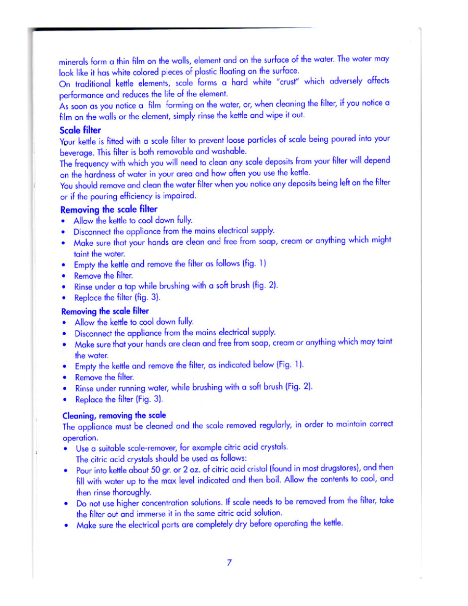 DeLonghi Cordless Kettle Builloire User Manual | Page 7 / 8