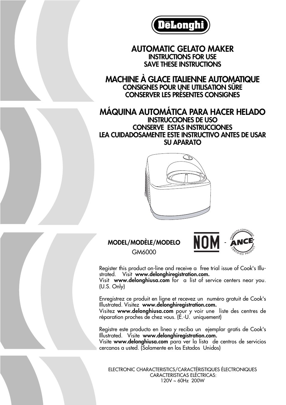 DeLonghi GM6000 User Manual | 20 pages