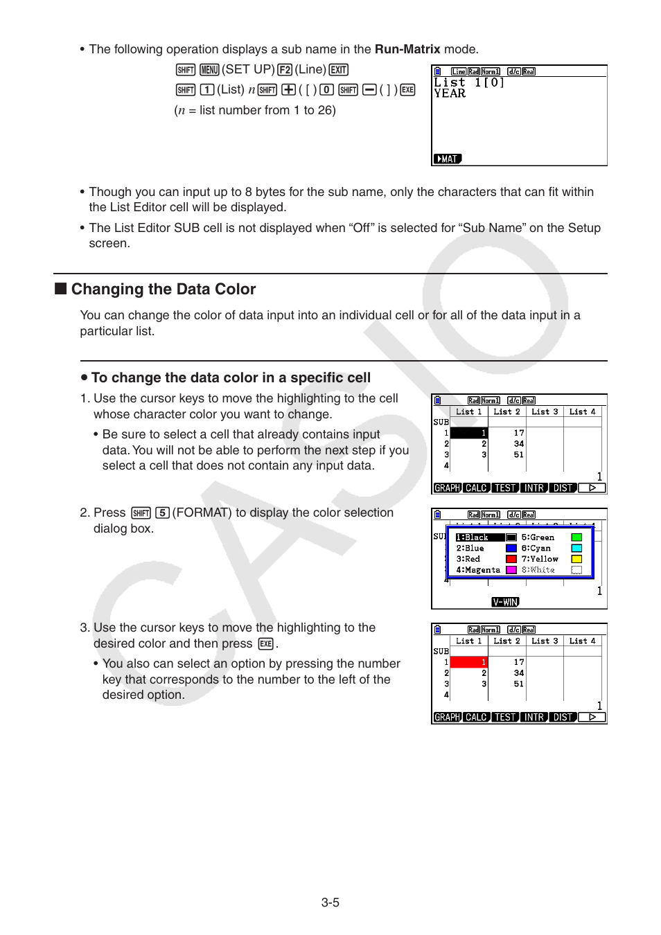 K changing the data color | Casio FX-CG10 User Manual | Page 112 / 601