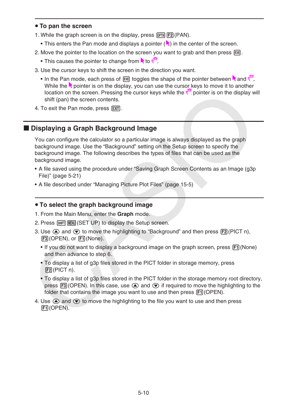 K displaying a graph background image | Casio FX-CG10 User Manual | Page 142 / 601