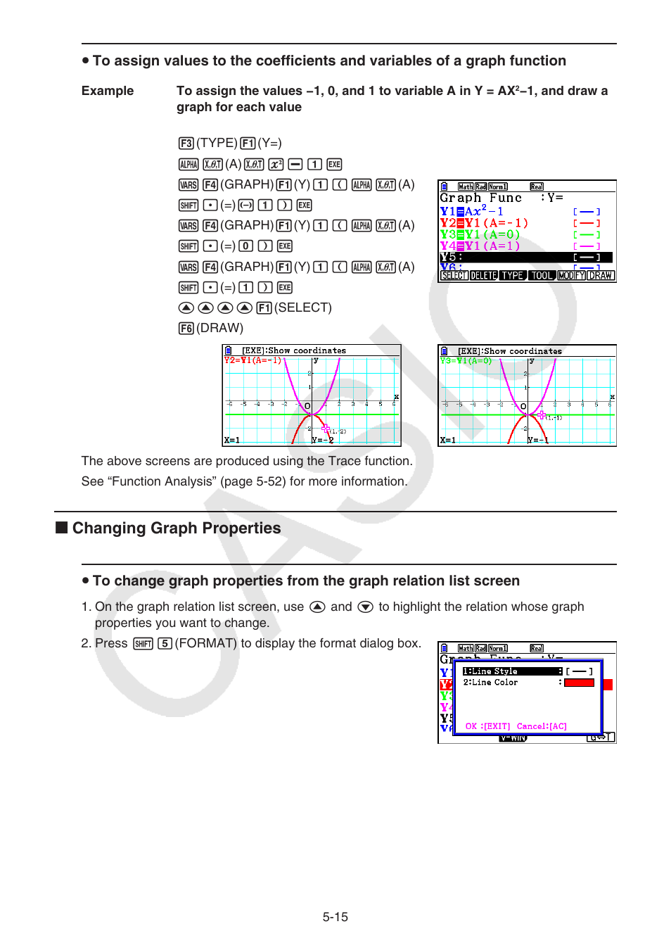 K changing graph properties | Casio FX-CG10 User Manual | Page 147 / 601