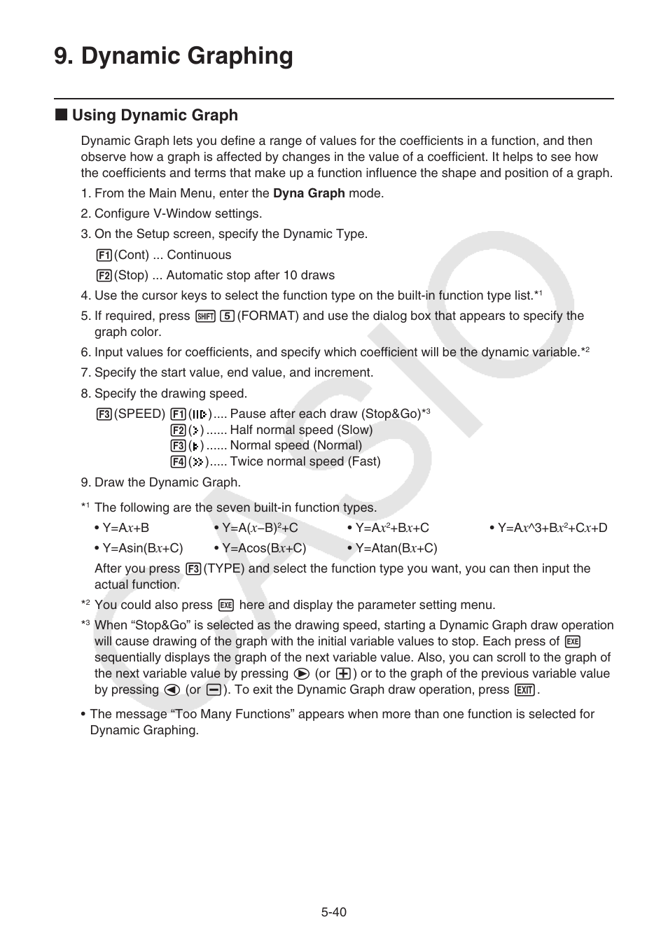 Dynamic graphing, Dynamic, Graphing | K using dynamic graph | Casio FX-CG10 User Manual | Page 172 / 601