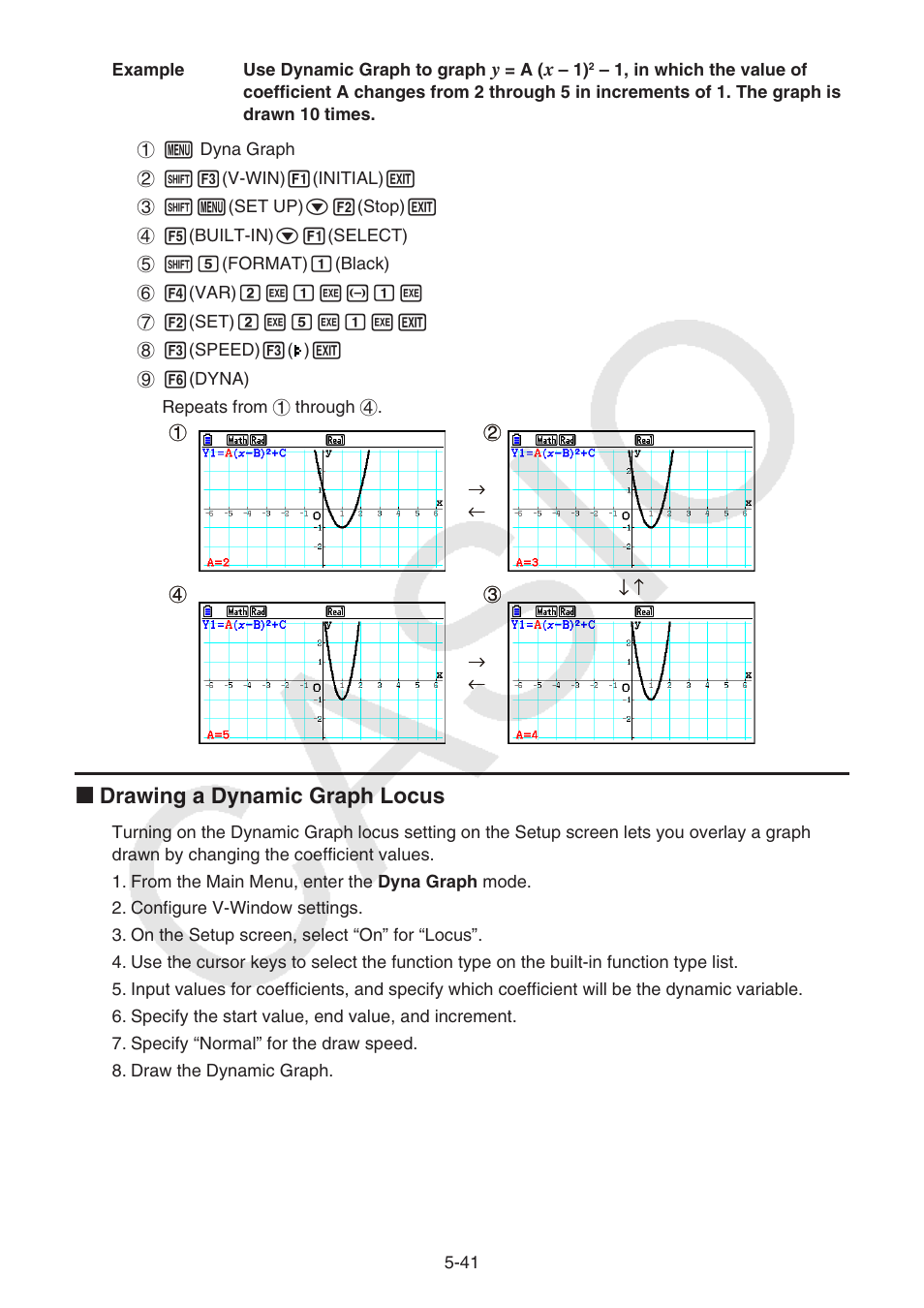 K drawing a dynamic graph locus | Casio FX-CG10 User Manual | Page 173 / 601
