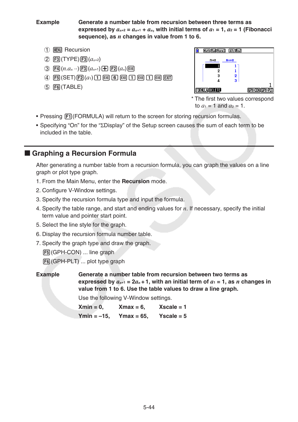 K graphing a recursion formula | Casio FX-CG10 User Manual | Page 176 / 601