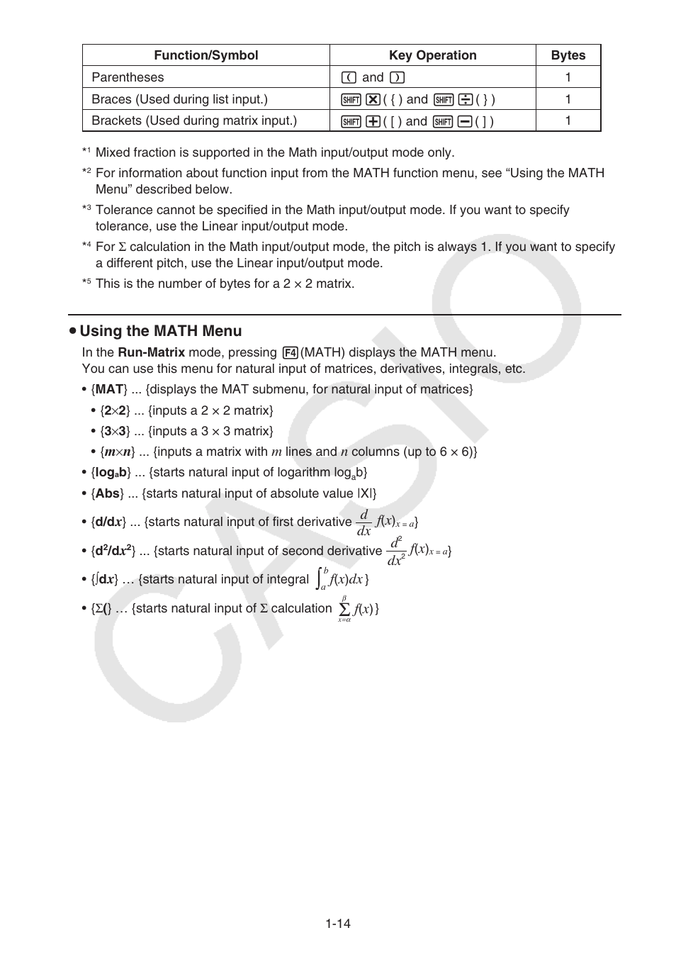 U using the math menu, Dx d f | Casio FX-CG10 User Manual | Page 21 / 601