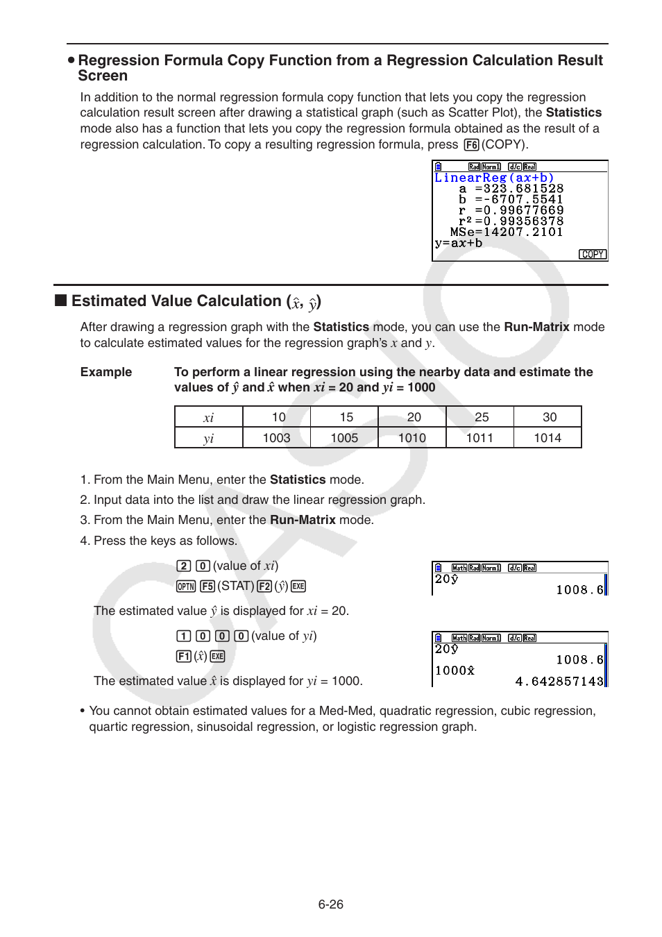 K estimated value calculation ( , ) | Casio FX-CG10 User Manual | Page 219 / 601