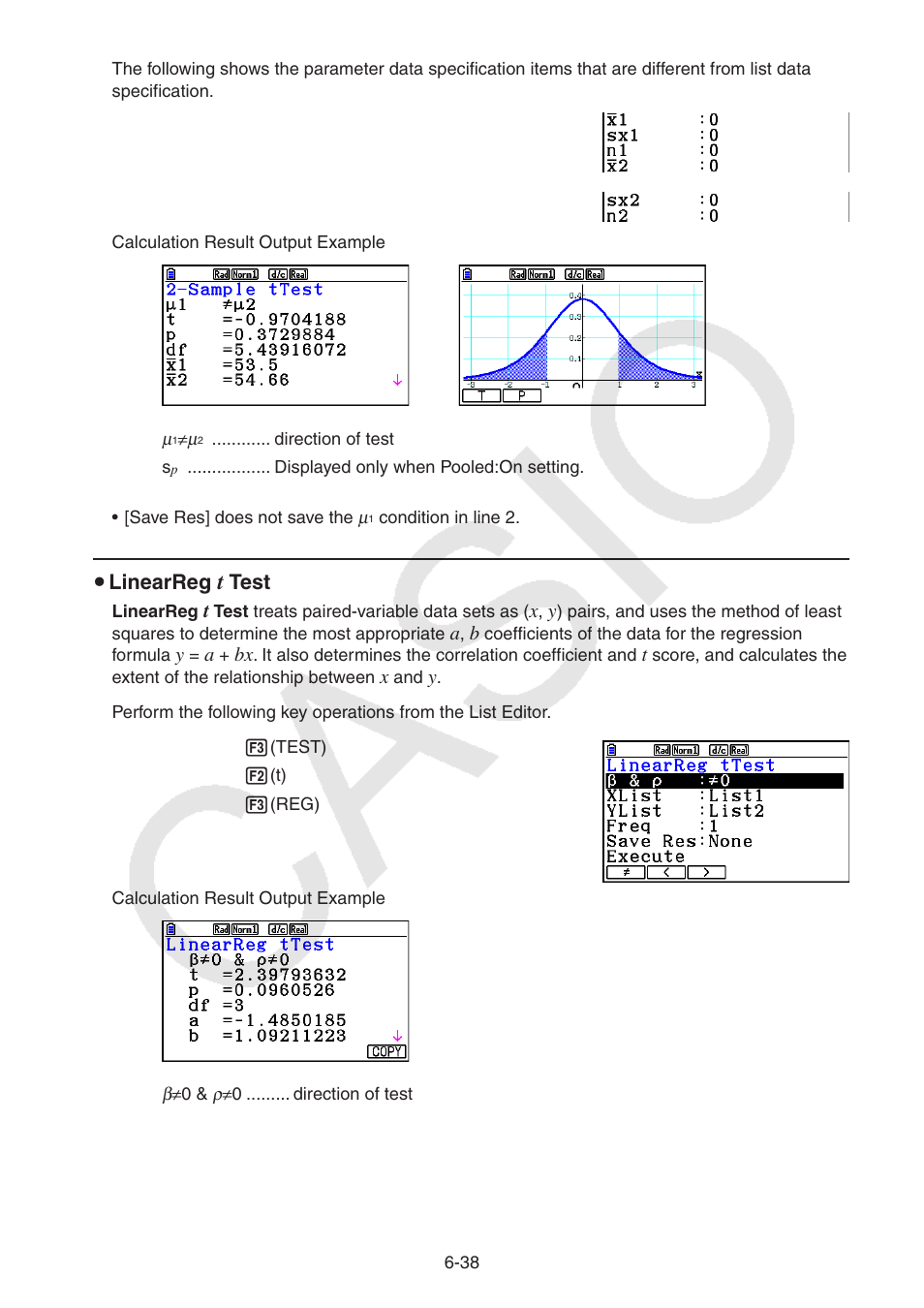 U linearreg, Test | Casio FX-CG10 User Manual | Page 231 / 601