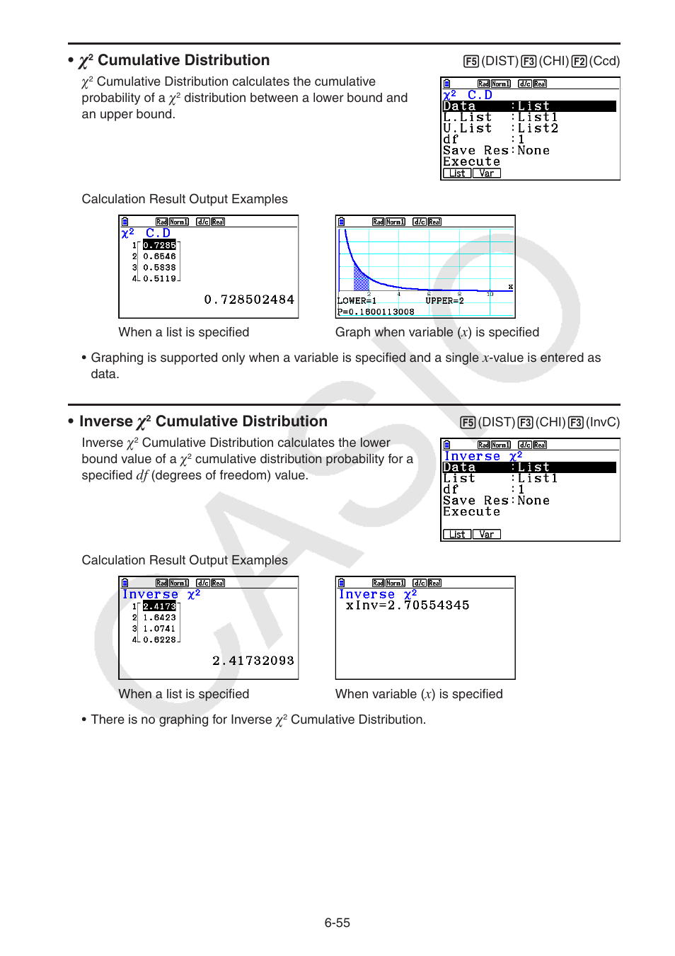 Cumulative distribution, Inverse | Casio FX-CG10 User Manual | Page 248 / 601