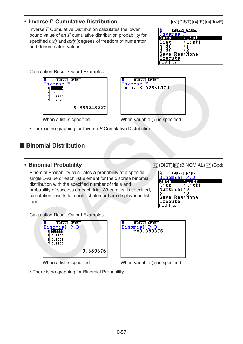 K binomial distribution | Casio FX-CG10 User Manual | Page 250 / 601