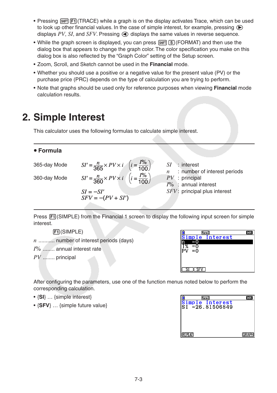 Simple interest, Simple interest -3 | Casio FX-CG10 User Manual | Page 267 / 601