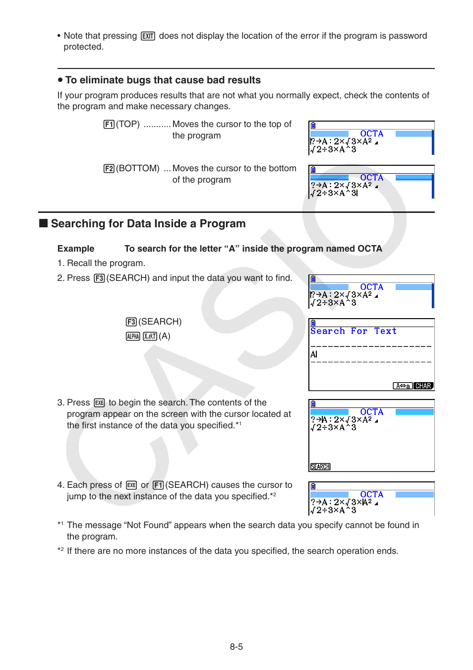 K searching for data inside a program | Casio FX-CG10 User Manual | Page 289 / 601