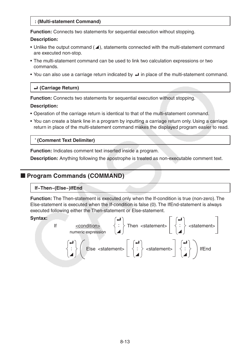 K program commands (command) | Casio FX-CG10 User Manual | Page 297 / 601